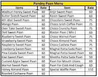 Pandey Paan menu 1