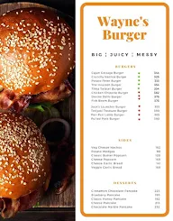 Wayne's Burger menu 1