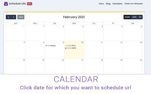 Schedule URL [DEV] chrome extension