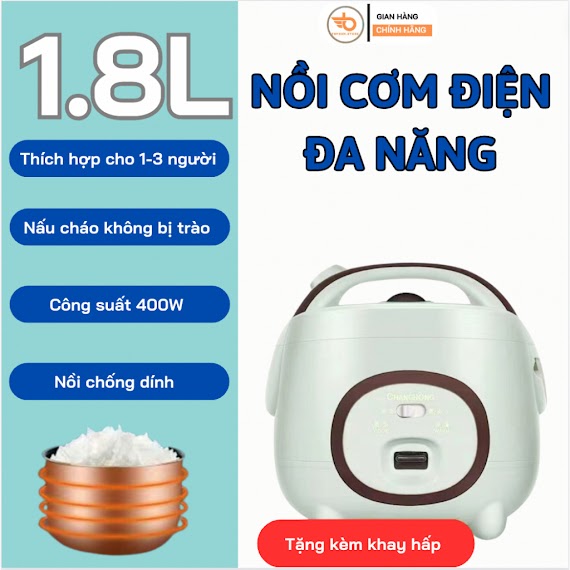 Nồi Cơm Điện Hãng Changhong Dung Tích 1.8L, Nồi Nấu Đa Năng, Hầm Cháo Hầm Xương Đa Năng