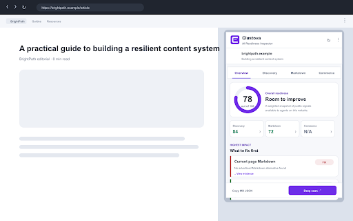 Clustova AI Readiness Inspector screenshot 1