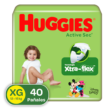 Pañales Huggies Active Sec Etapa 4/XG x 40 und  