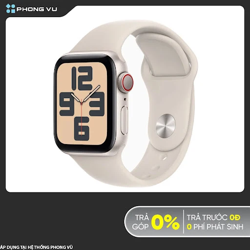 Đồng hồ Apple Watch SE 4G 40mm Starlight (Vỏ Nhôm Dây Silicone - S/M) (MRFX3SA/A)