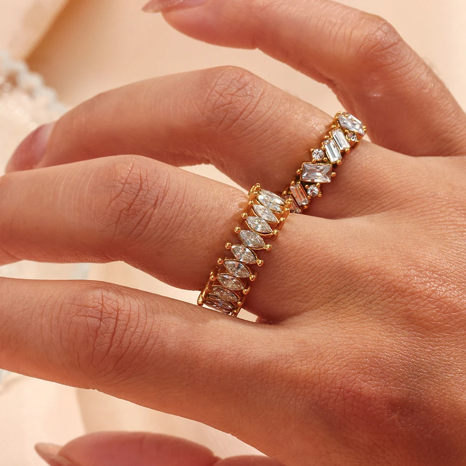 Vrouwen paardenoog zirkonia ring, stijlvolle sieraden, schitterende blikvanger, perfect cadeau, uniek design, elegante uitstraling, stralende schoonheid.