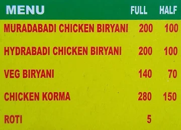 Shahi Muradabadi Chicken Corner menu 