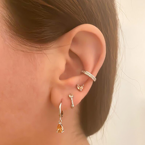 Title 16, Silver Needle Round Earrings Simple Rhinestone ...