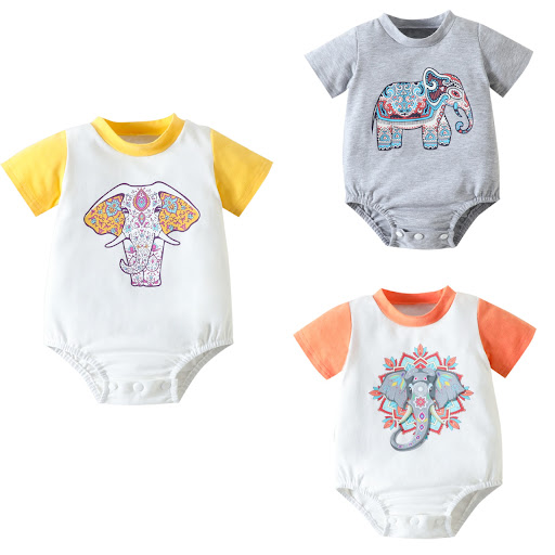 Title 6, Elephant printed cute triangle jumpsuit baby cl...