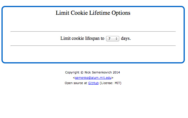 Limit Cookie Lifetime chrome extension