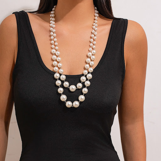 Title 6, Fashion Sense Pearl Twin Clavicle Chain Tassel....