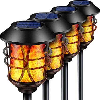 Amazon.com : TomCare Solar Lights Metal Flickering Flame Solar Torches  Lights Waterproof Outdoor Heavy Duty Lighting Solar Pathway Lights  Landscape Lighting Dusk to Dawn Auto On/Off for Garden Patio Yard, 4 Pack :