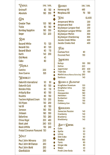 Folga Kitchen + Bar menu 