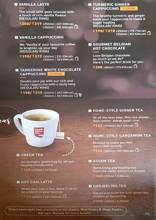 Cafe Coffee Day menu 