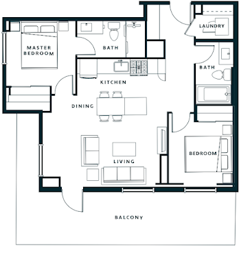 2 Bed 2 Bath
