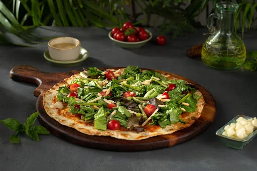 Olives And Veggies Flatbread Salad With Grilled Chicken