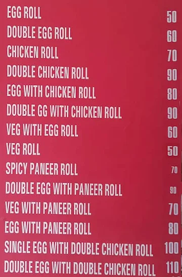 Kolkata Famous Kathi Roll menu 