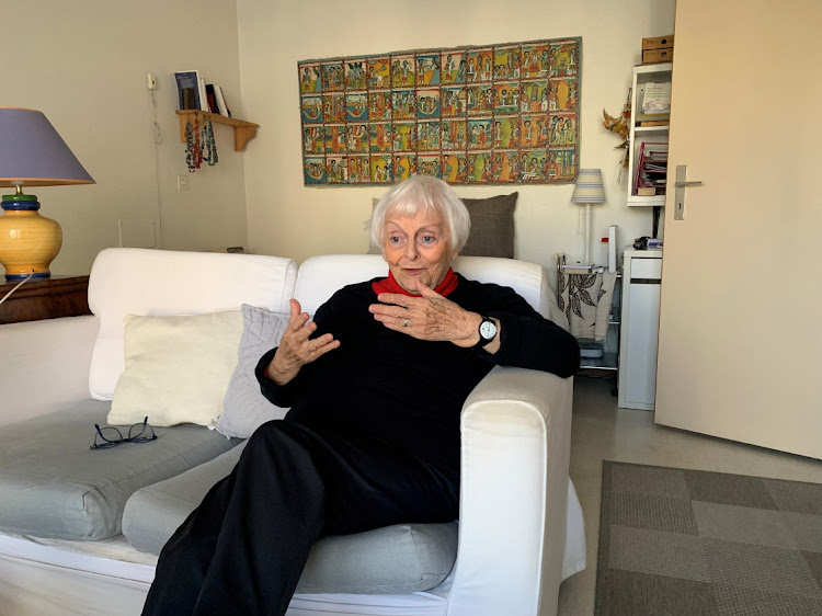 Marie-Eve Volkoff, 85, gestures during an interview in her apartment in Geneva, Switzerland, March 13 2023. Picture: EMMA FARGE/REUTERS