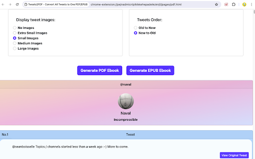 Tweets2PDF - Convert All Tweets to One PDF/EPUB