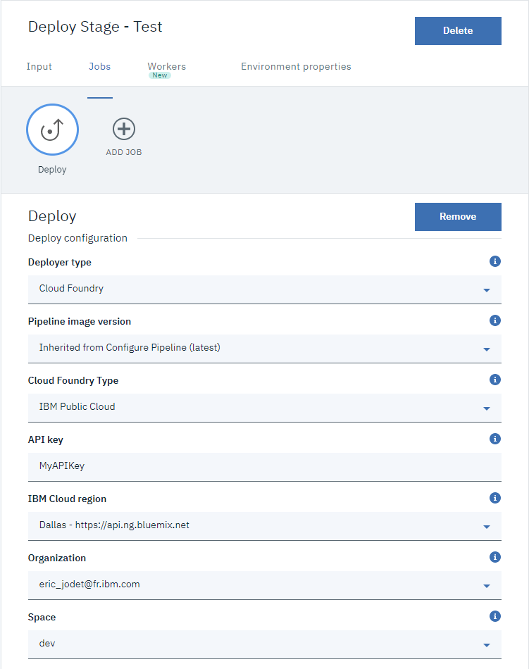 Job configuration