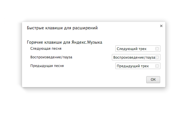 Горячие клавиши для Яндекс.Музыка