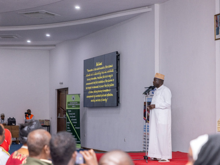 Deputy President Rigathi Gachagua speaking during Iftar dinner on April 4, 2024.