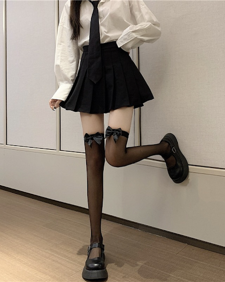 JK Lolita Style Stockings Knee High Socks Summer Ultra-th... - 1