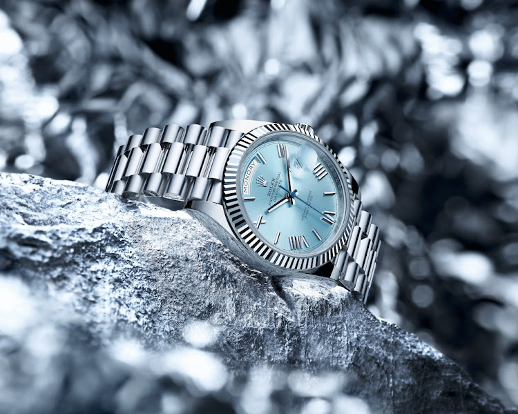 The Oyster Perpetual Day-Date 40 in 950 platinum — a new release from Rolex, which is exhibiting at Watches and Wonders 2022. Picture: Rolex/JVA Studios