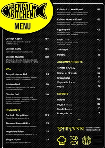 Bengali Kitchen menu 