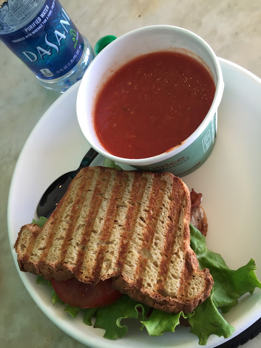 BLT on paleo bread (YUM) and tomato soup