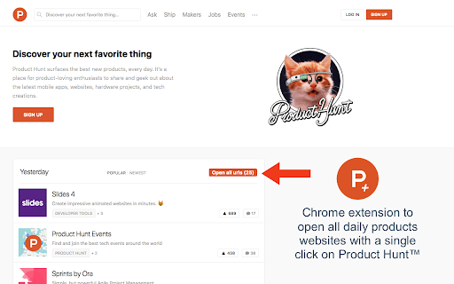 Product Hunt™ Tabs