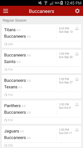 Football Schedule Buccaneers