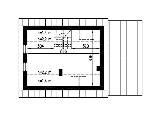 Trafna decyzja - wariant V (etap I) - M245bG1 - Rzut poddasza do indywidualnej adaptacji (37,6 m2 powierzchni użytkowej)