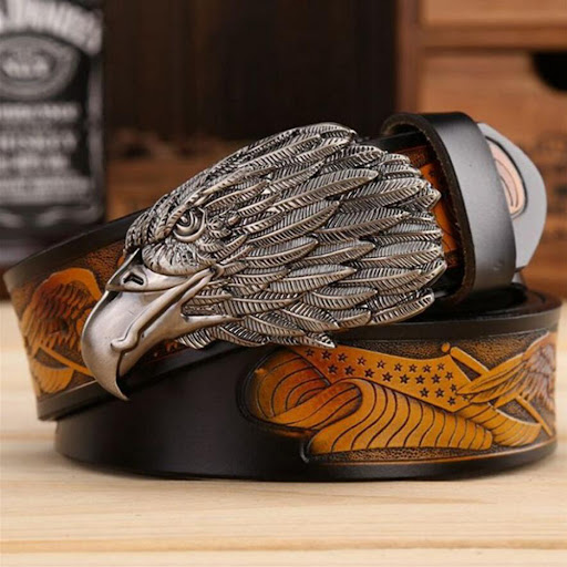 Title 4, Fashion cowhide leisure eagle head belt for men...