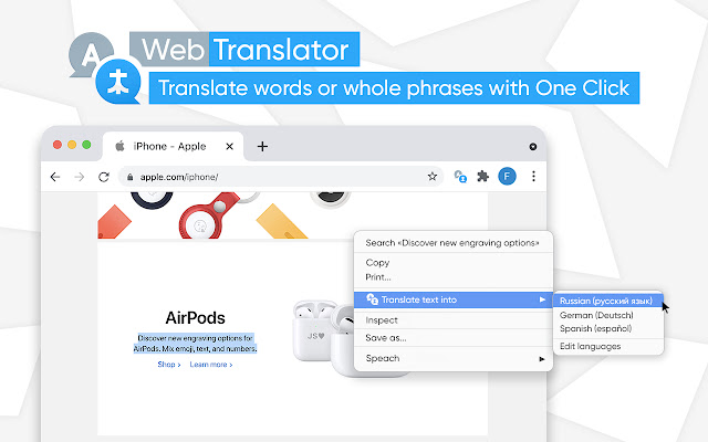 Traducteur - Sélectionner pour Google Translate