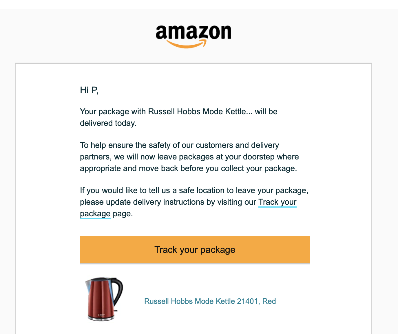 Amazon's second post-purchase follow up email