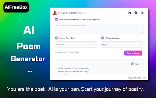 Gerador de Poemas AI gratuito escreve poemas de imediato