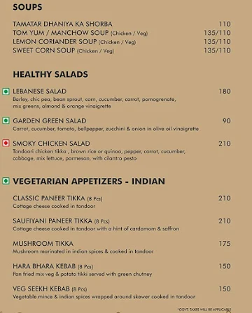 The Bawa Kitchen menu 