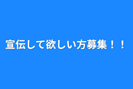 宣伝して欲しい方募集！！