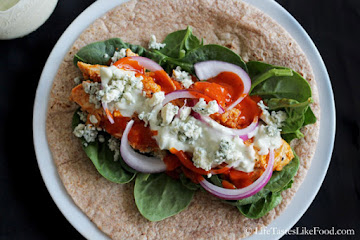 Black Bean, Feta &amp; Avocado Quinoa Wrap with Avocado-Tahini Dip