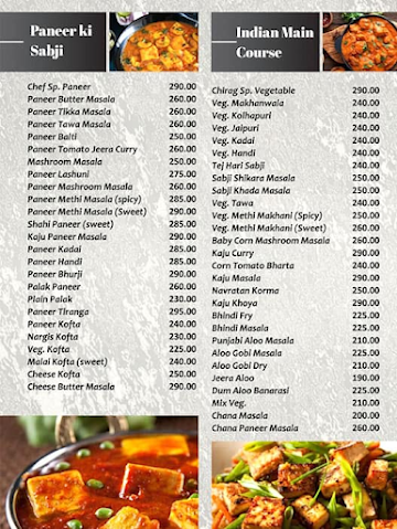 Chirag Snacks And Restaurant menu 