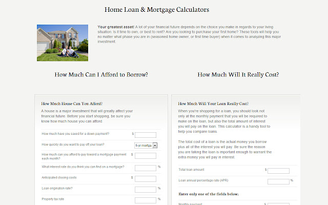 Home Loan & Mortgage Calculators chrome extension