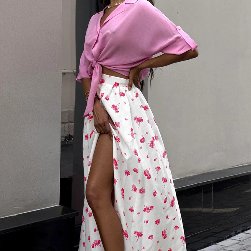 Gonna Floreale Svasata da Donna Vita Alta Alla Moda Look Estivo Elegante e Versatile Perfetta per Ogni Occasione Stile Femminile e Raffinato Tessuto Leggero
