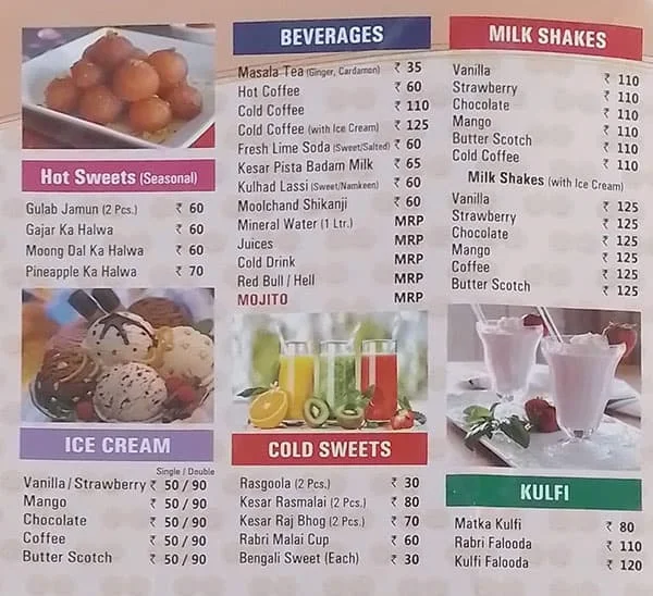 Moolchand's menu 