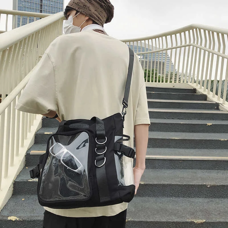 Japon Azınlık Tasarımı Şeffaf Çapraz Çanta, Kolej Tarzı Moda, Çok Yönlü ve Güzel Görünümlü, Büyük Kapasiteli, Her Tarza Uygun, Günlük Kullanıma Uygun.