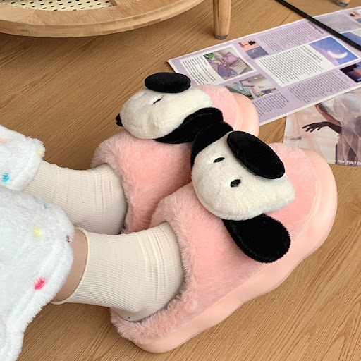 Title 4, Home Fluffy Cute Cartoon Puppy Cotton Slippers ...