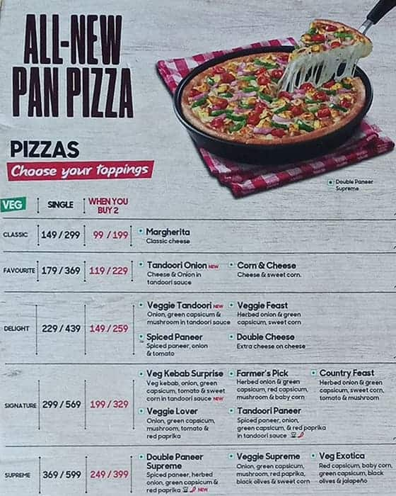 Pizza Hut menu 