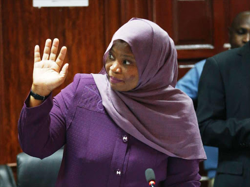 PS Gender Safina Kwekwe react after the parliamentary accounts committee sent her away with planning PS Julius Muia (not in picture) for their inadequate preparation to answer to the audit queries for the financial years 2014/15 and 2015/16. June 12, 2018. Photo/Jack Owuor