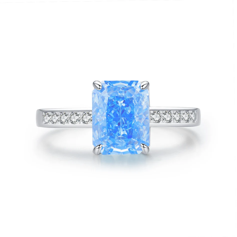 Dames Sterling Zilver Ice Flower Cut Zircon Cube Sugar Ring. Schitterende ring voor een stijlvolle look en een vleugje glamour.