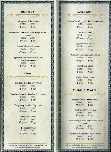 Shebestan - Sterlings MAC Hotel menu 