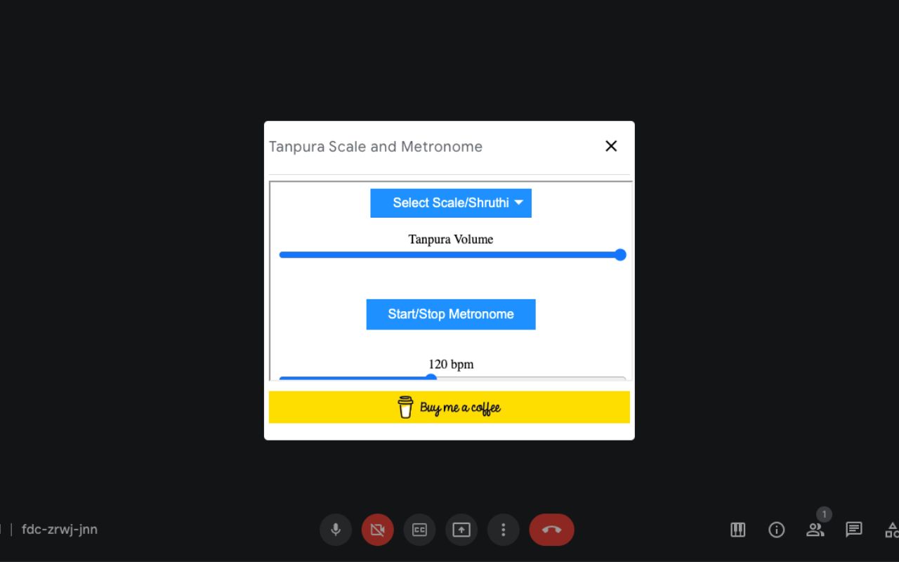 Tanpura Scale and Metronome for Google Meet Preview image 1