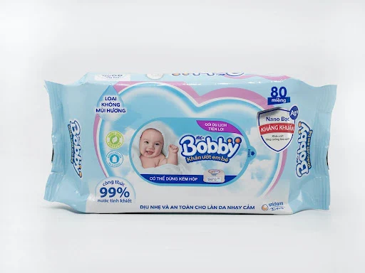 Quà tặng_Khăn ướt Bobby care không mùi 80 tờ (chỉ giao miền Bắc)